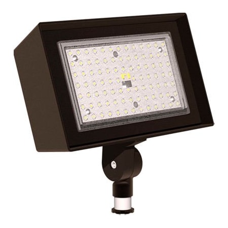 Hubbell Outdoor Ratio Dusk-to-Dawn LED Floodlight, 4800L, 34W, 50K, Wide Dist, Knuckle Mt, 120-277v